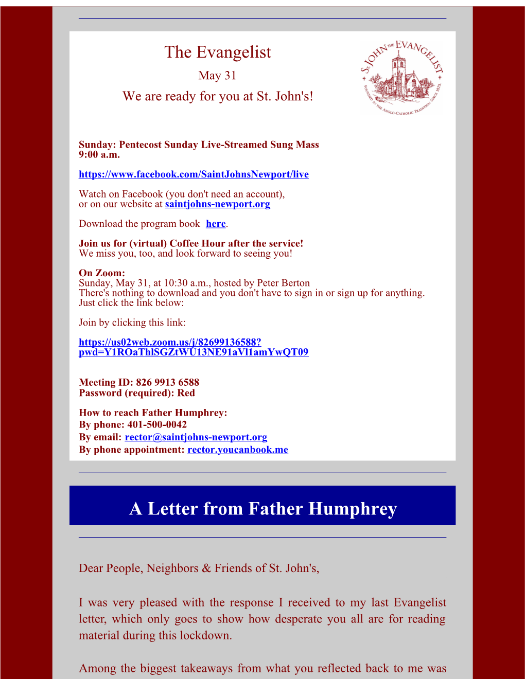 A Letter from Father Humphrey