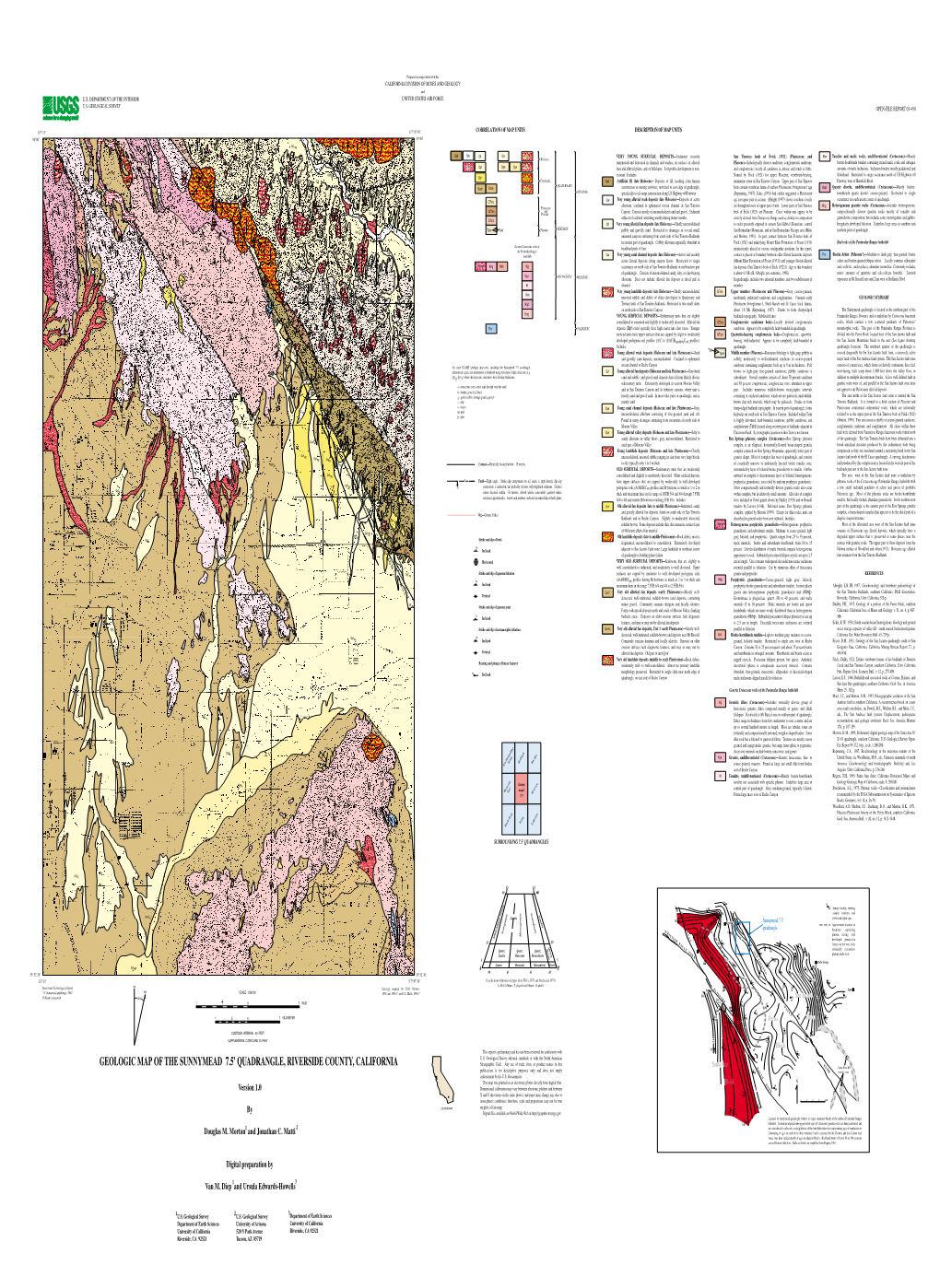 GEOLOGIC MAP of the SUNNYMEAD 7.5' QUADRANGLE, RIVERSIDE COUNTY, CALIFORNIA Stratigraphic Code