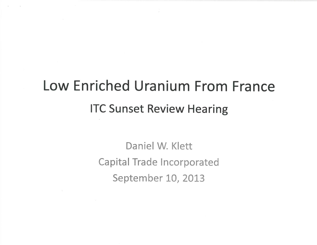 Low Enriched Uranium from France ITC Sunset Review Hearing