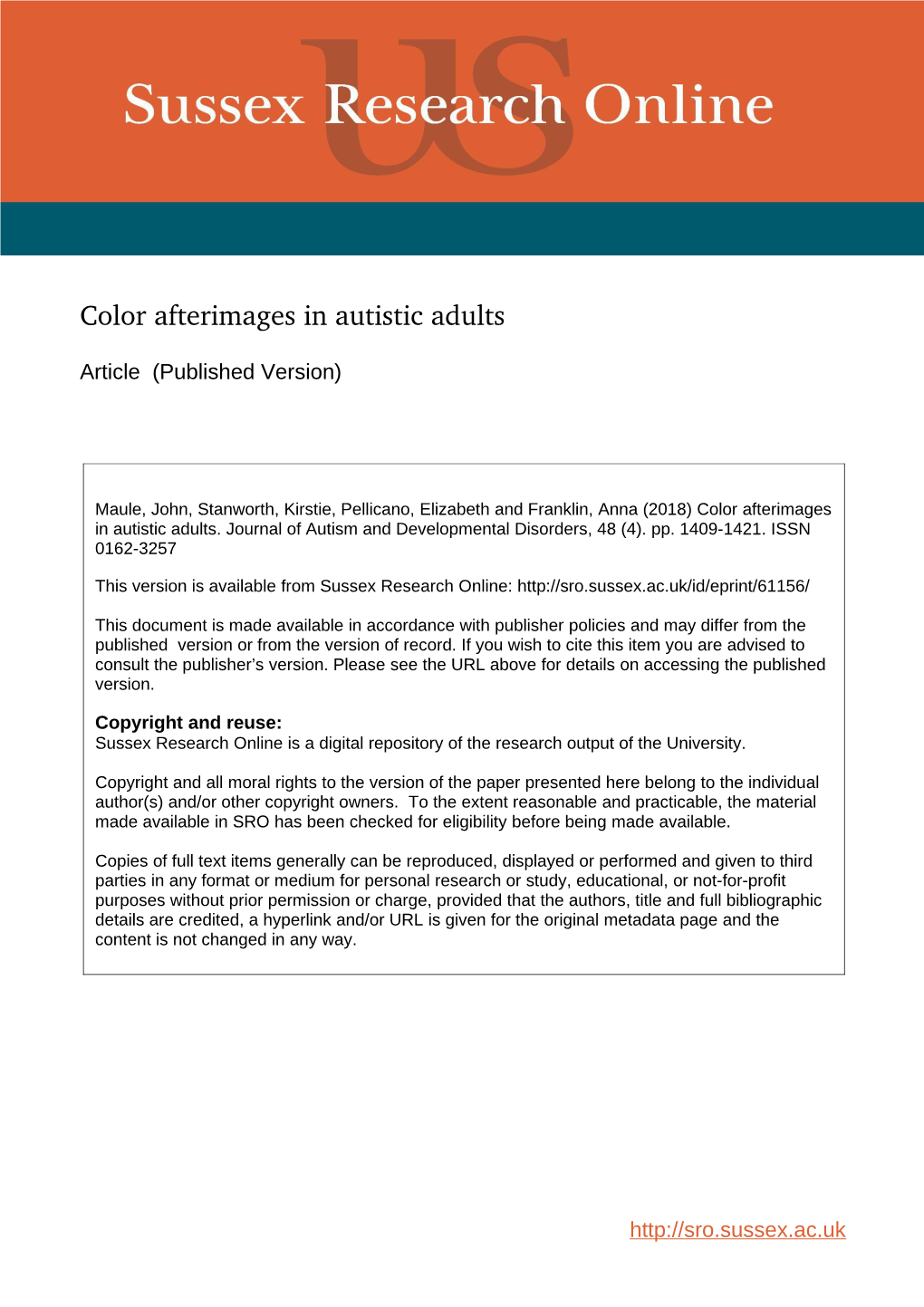Color Afterimages in Autistic Adults