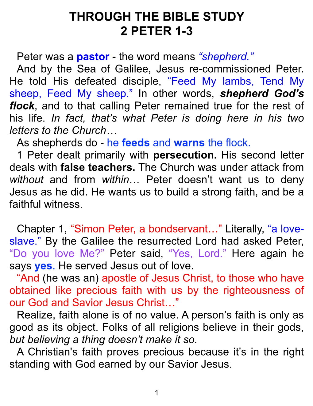 Through the Bible Study 2 Peter 1-3