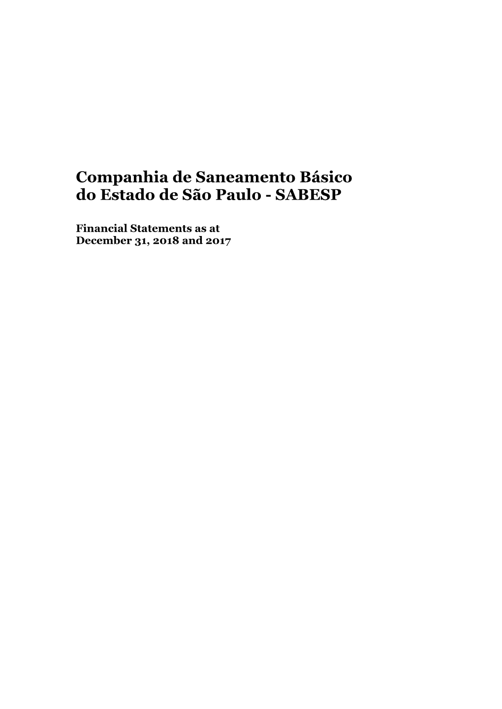 Companhia De Saneamento Básico Do Estado De São Paulo - SABESP