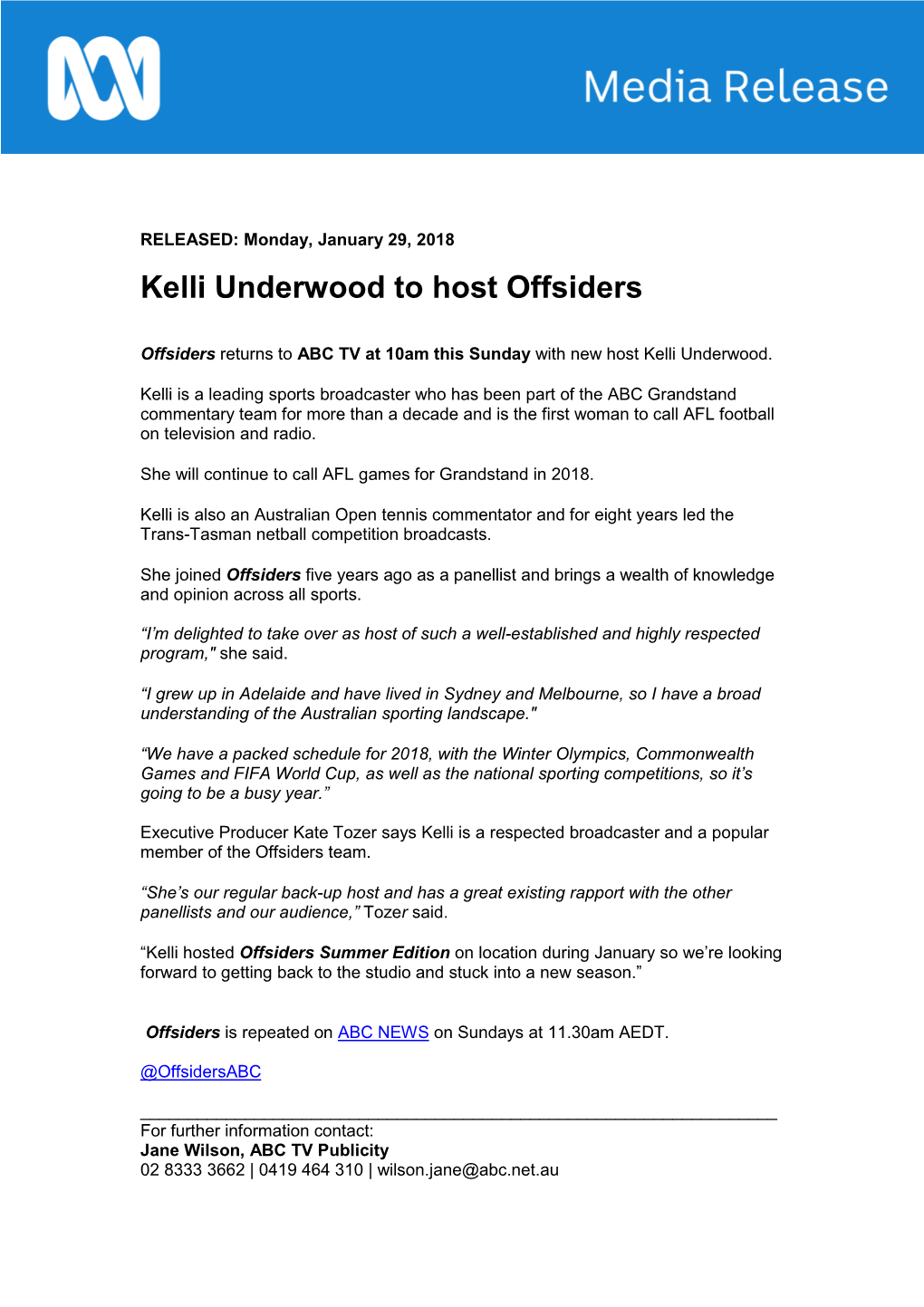 Kelli Underwood to Host Offsiders