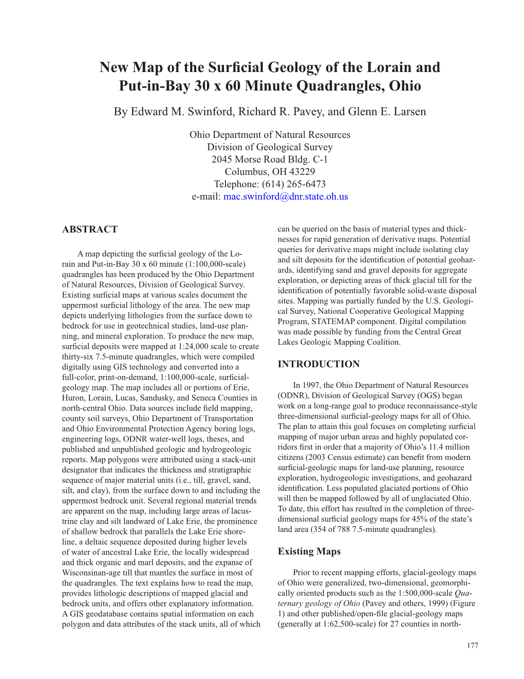 New Map of the Surficial Geology of the Lorain and Put-In-Bay 30 X 60 Minute Quadrangles, Ohio by Edward M