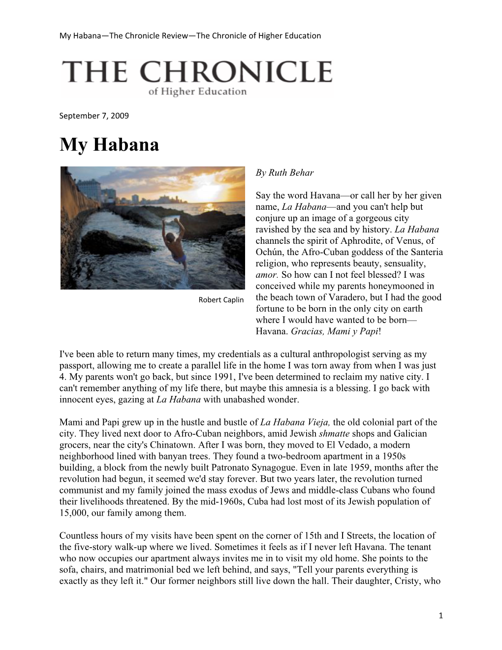 My Habana—The Chronicle Review—The Chronicle of Higher Education