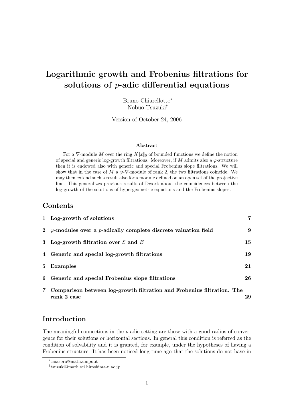 Logarithmic Growth and Frobenius Filtrations for Solutions of P-Adic