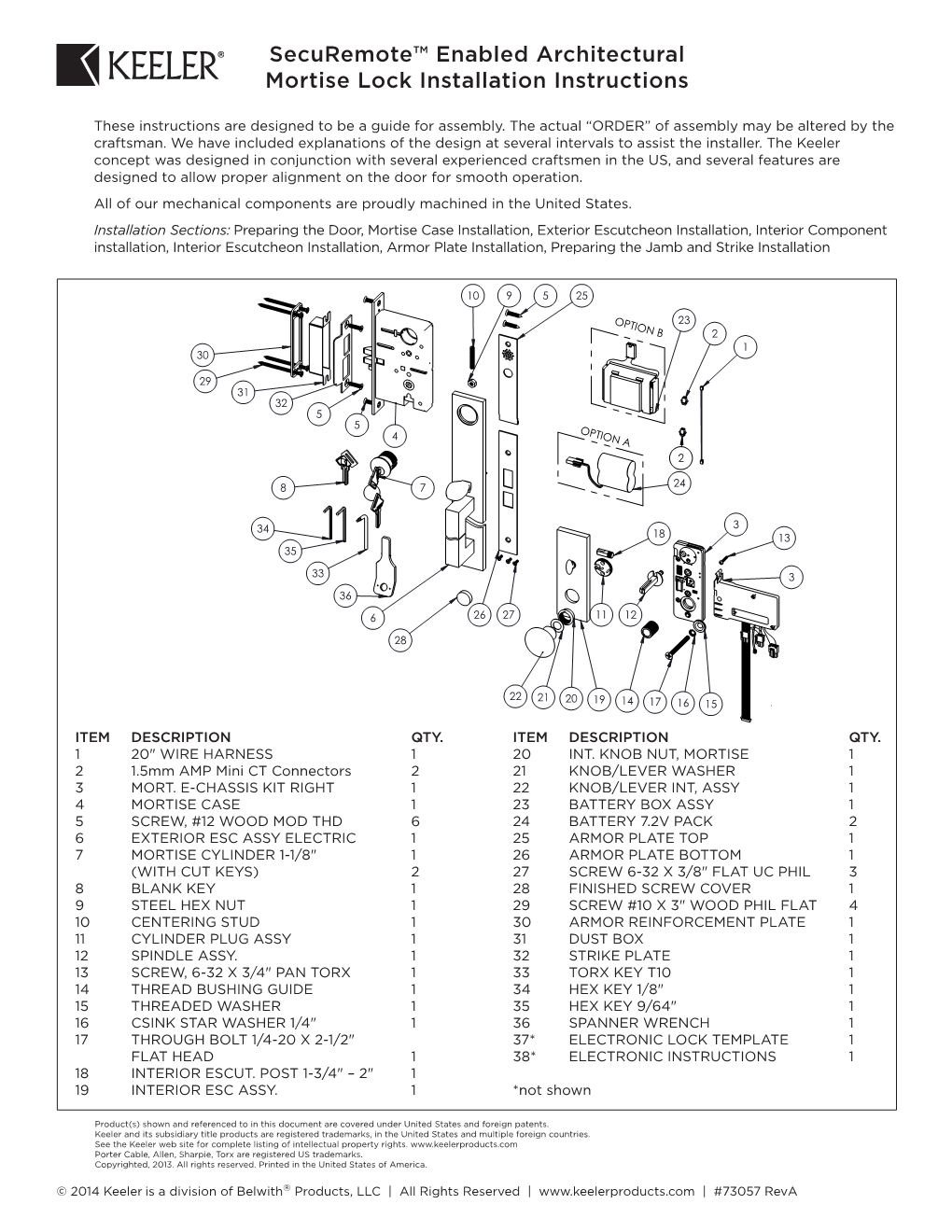 Securemote™ Enabled Architectural Mortise Lock Installation Instructions