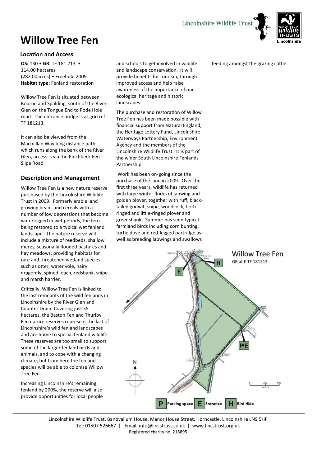 Willow Tree Fen Location and Access OS: 130 • GR: TF 181 213 • and Schools to Get Involved in Wildlife Feeding Amongst the Grazing Cattle