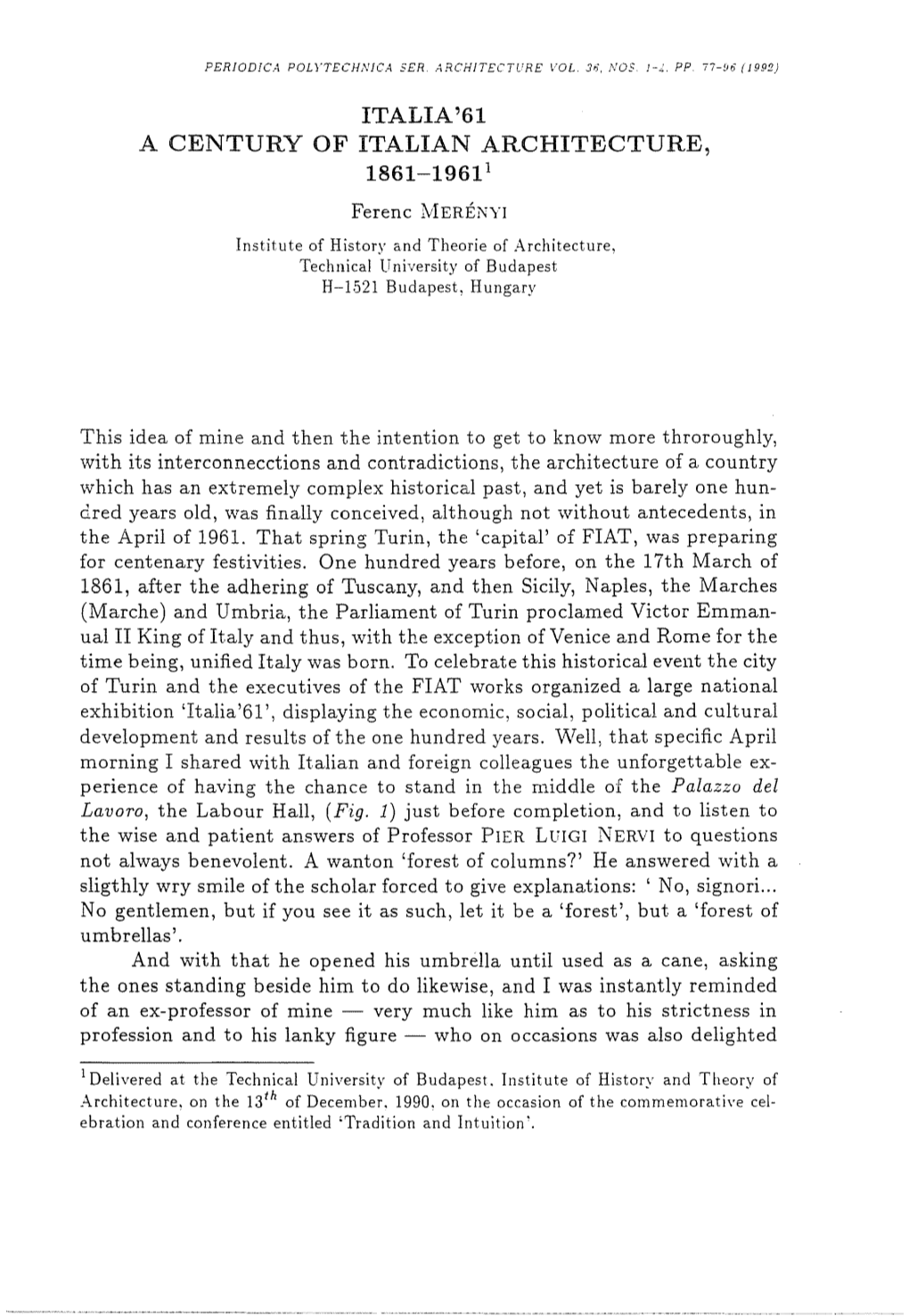 Italia'61 a Century of Italian Architecture, 1861-19611