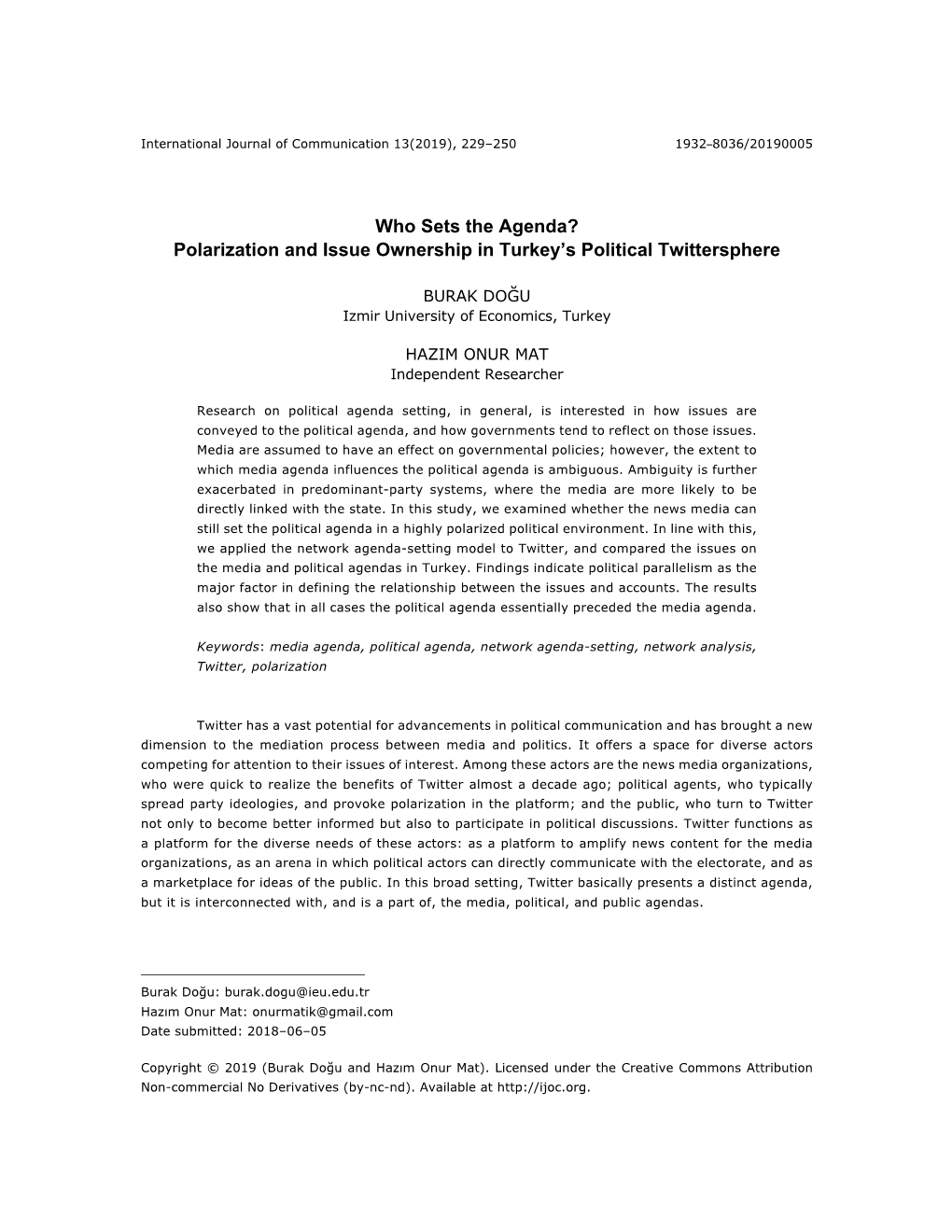 Who Sets the Agenda? Polarization and Issue Ownership in Turkey's Political Twittersphere