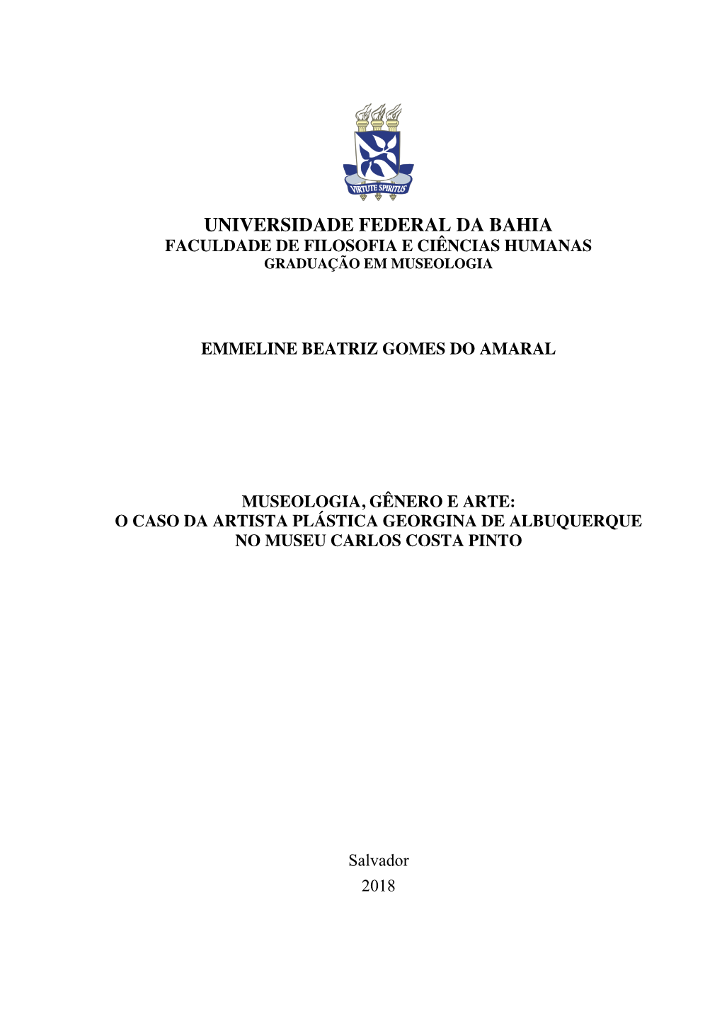 Universidade Federal Da Bahia Faculdade De Filosofia E Ciências Humanas Graduação Em Museologia
