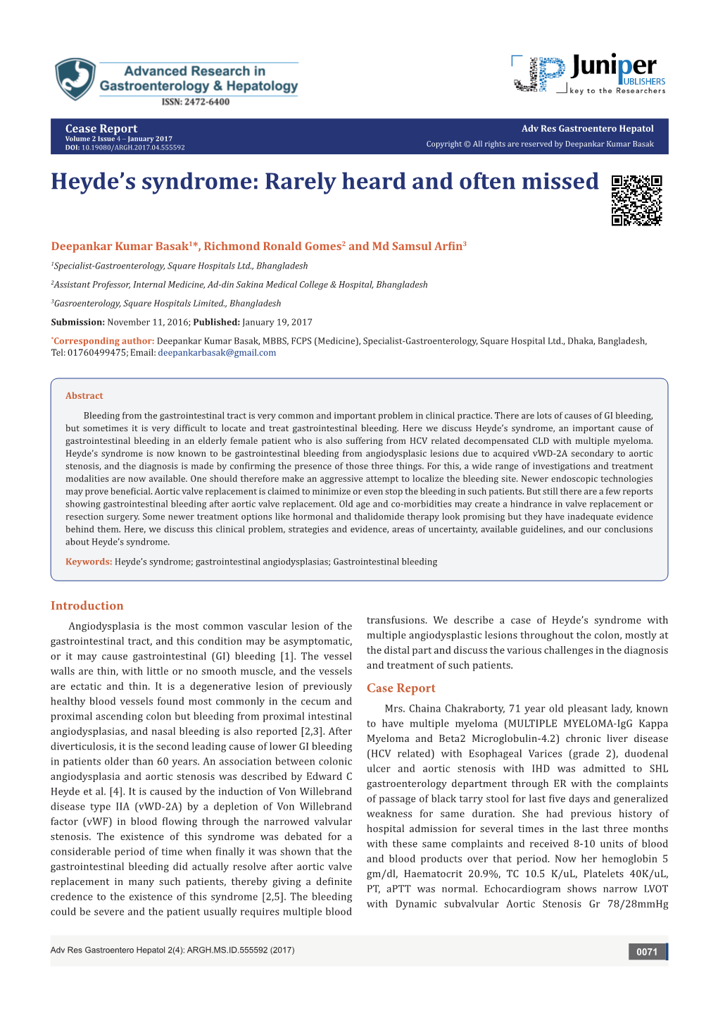 Heyde's Syndrome