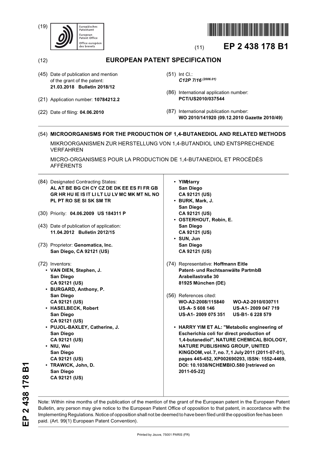 Microorganisms for the Production of 1,4