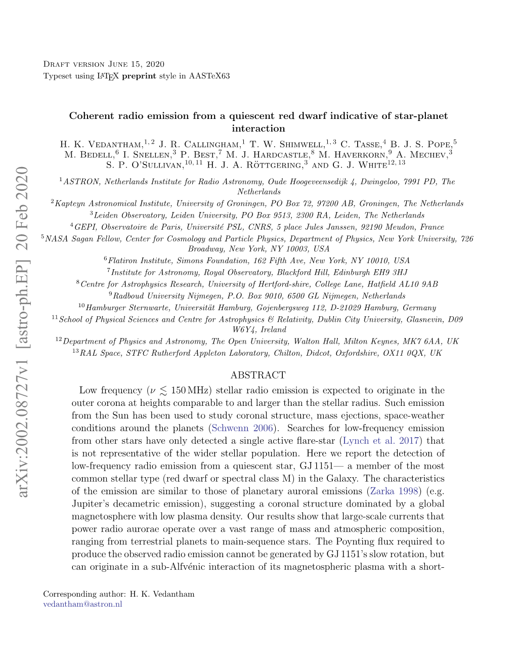 Arxiv:2002.08727V1 [Astro-Ph.EP] 20 Feb 2020