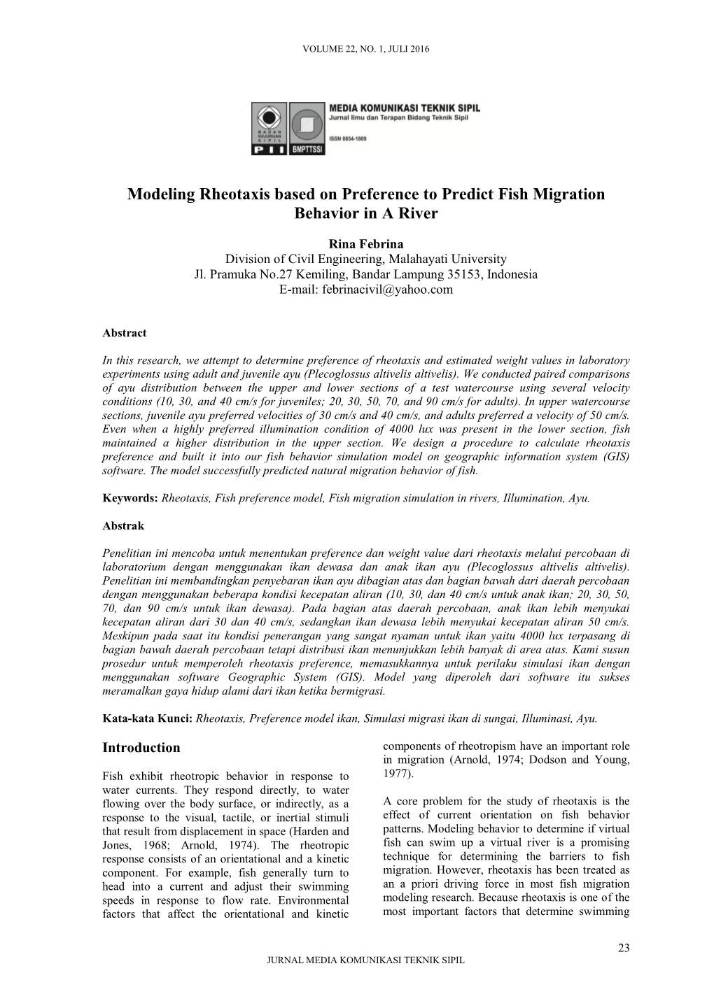 Modeling Rheotaxis Based on Preference to Predict Fish Migration Behavior in a River