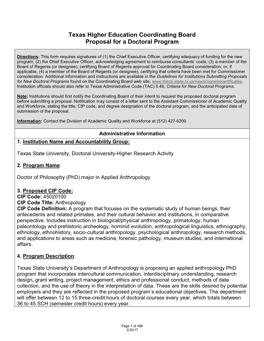 Substantive Degree Program Proposal