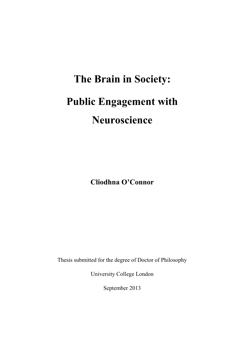 Public Engagement with Neuroscience