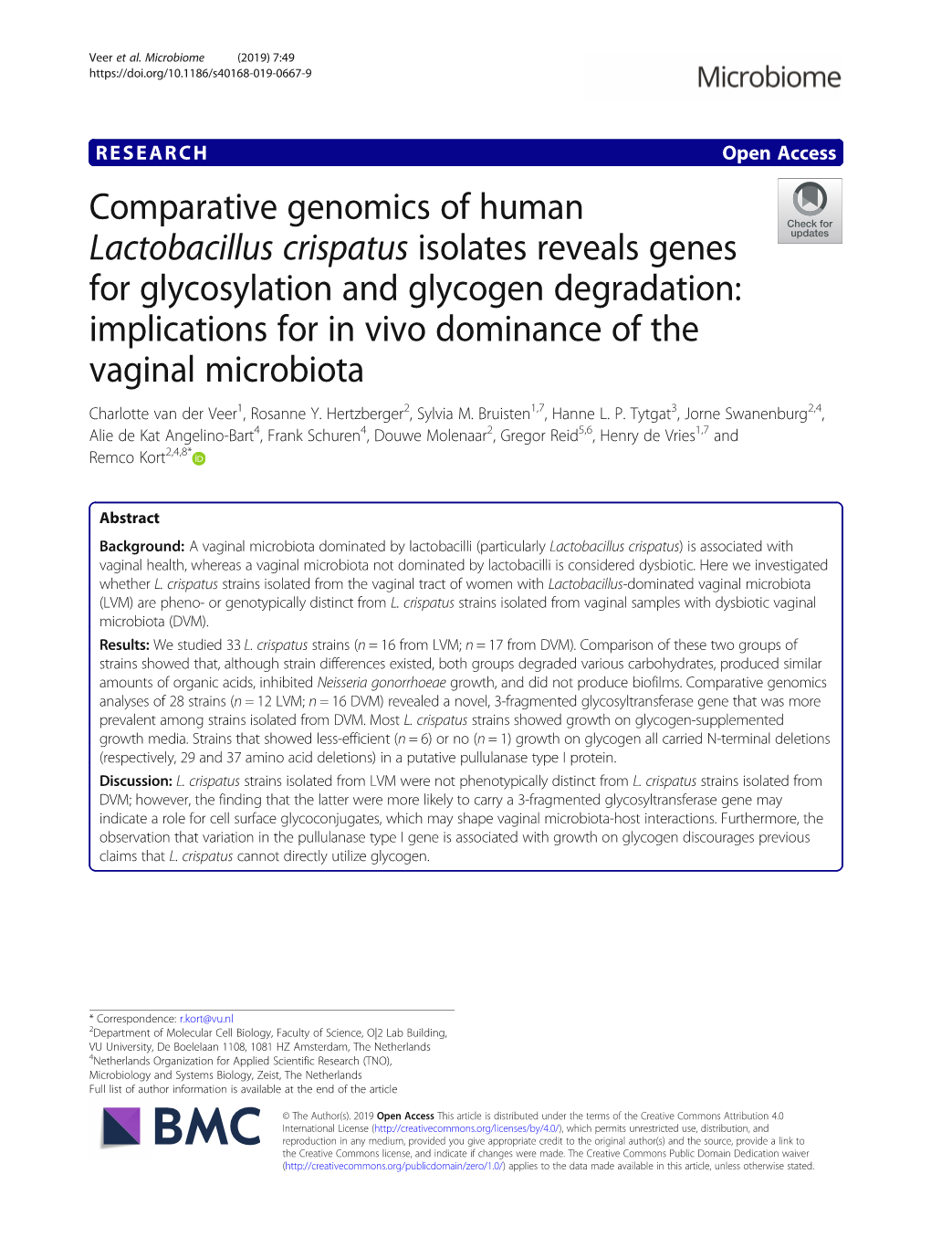 Comparative Genomics of Human Lactobacillus Crispatus Isolates