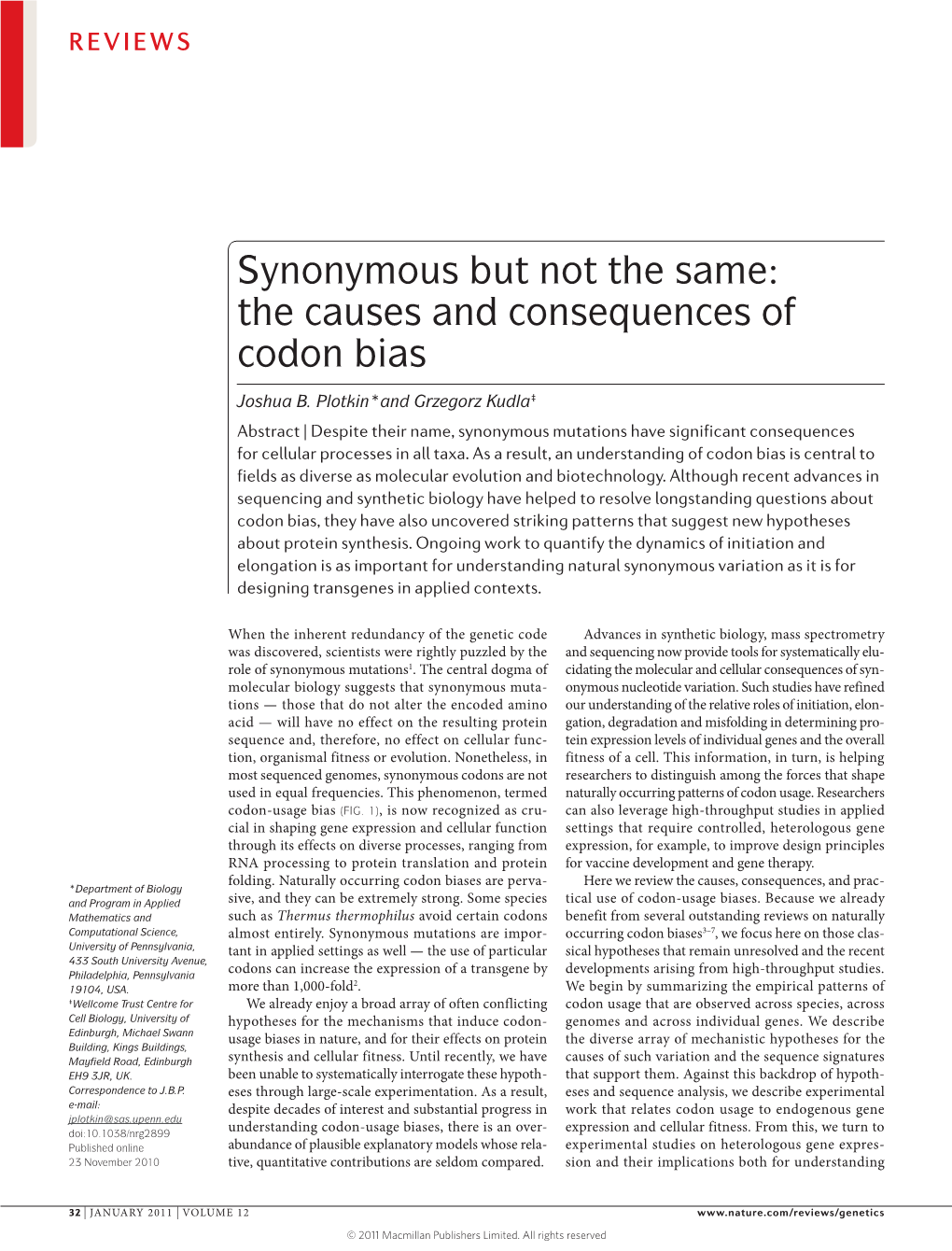The Causes and Consequences of Codon Bias