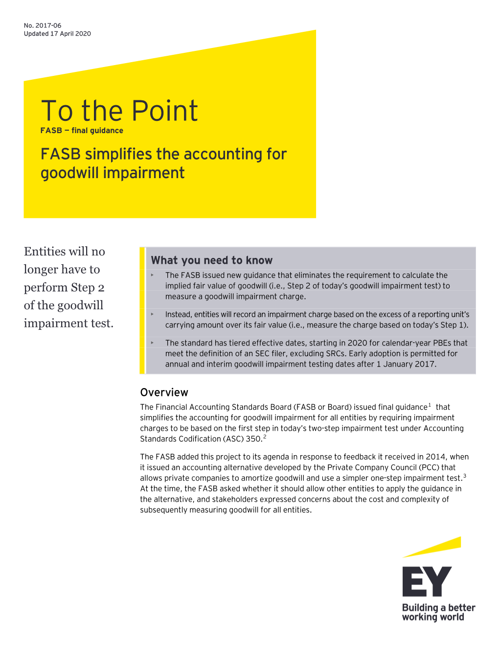 FASB Simplifies the Accounting for Goodwill Impairment