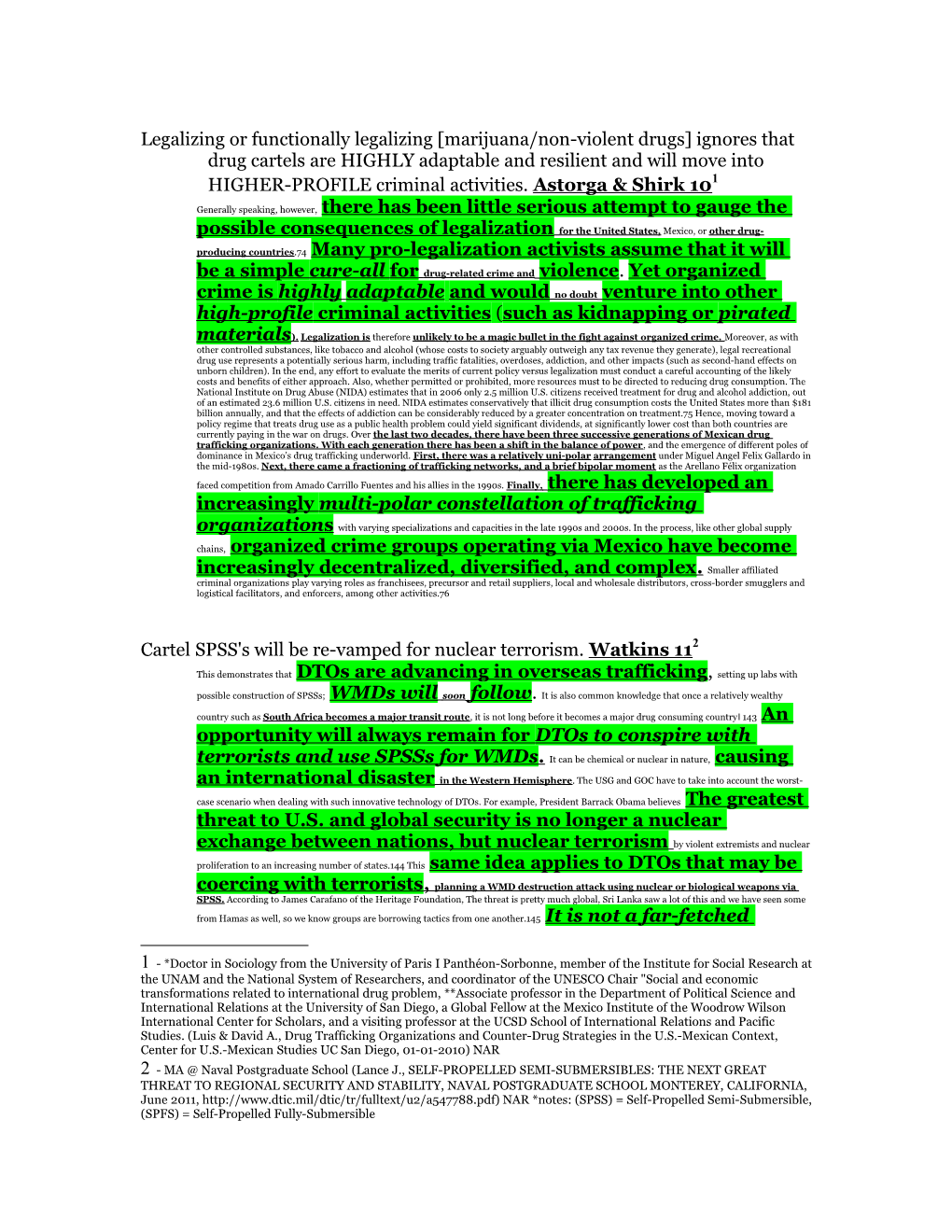 Cartel SPSS's Will Be Re-Vamped for Nuclear Terrorism. Watkins 11 2