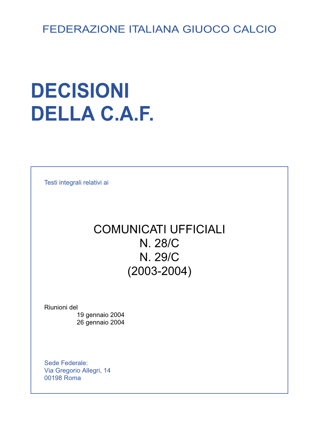 Decisioni Della C.A.F