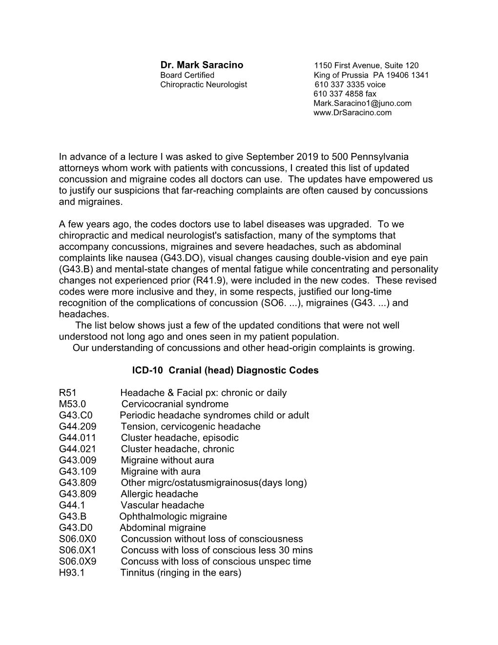 Concussion and Migraine Update