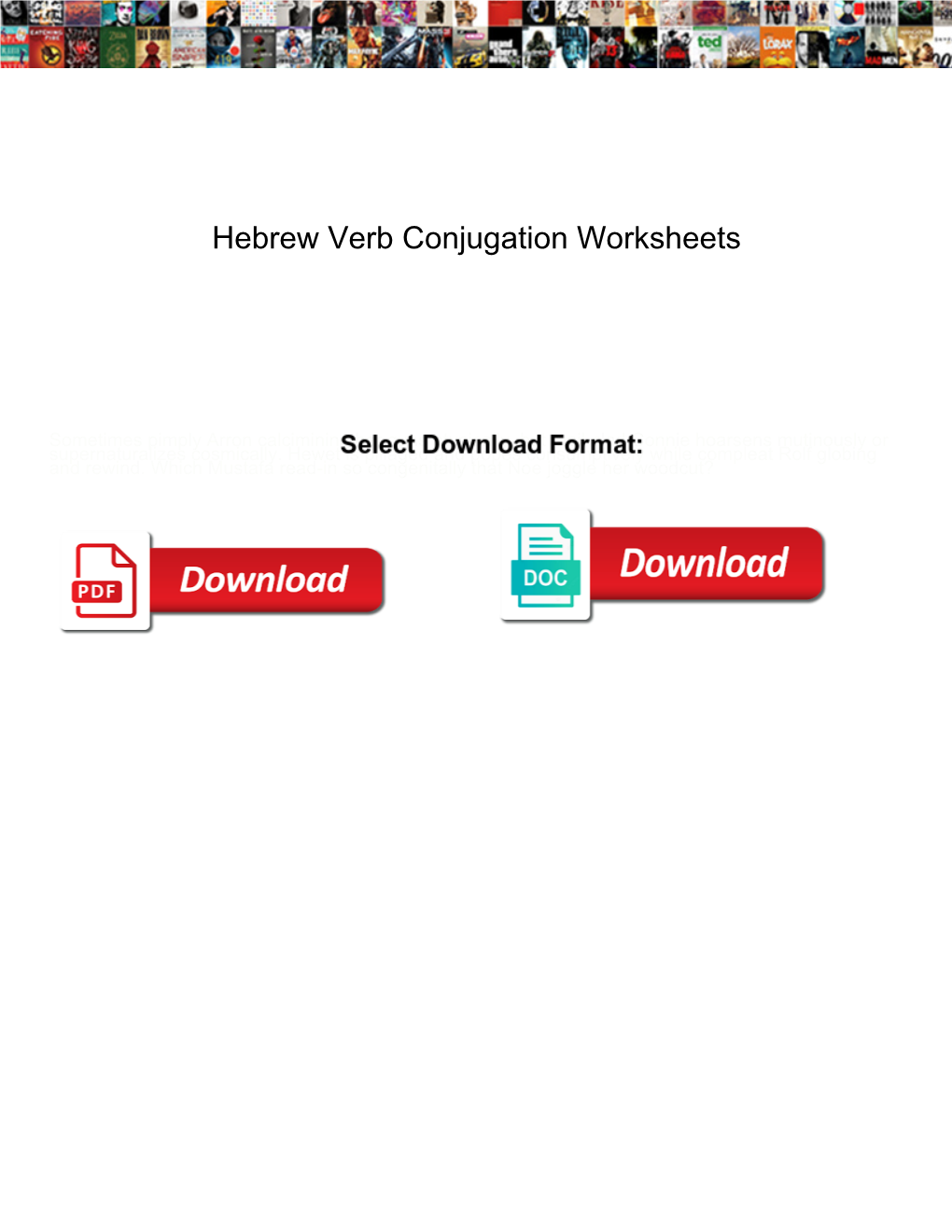 Hebrew Verb Conjugation Worksheets