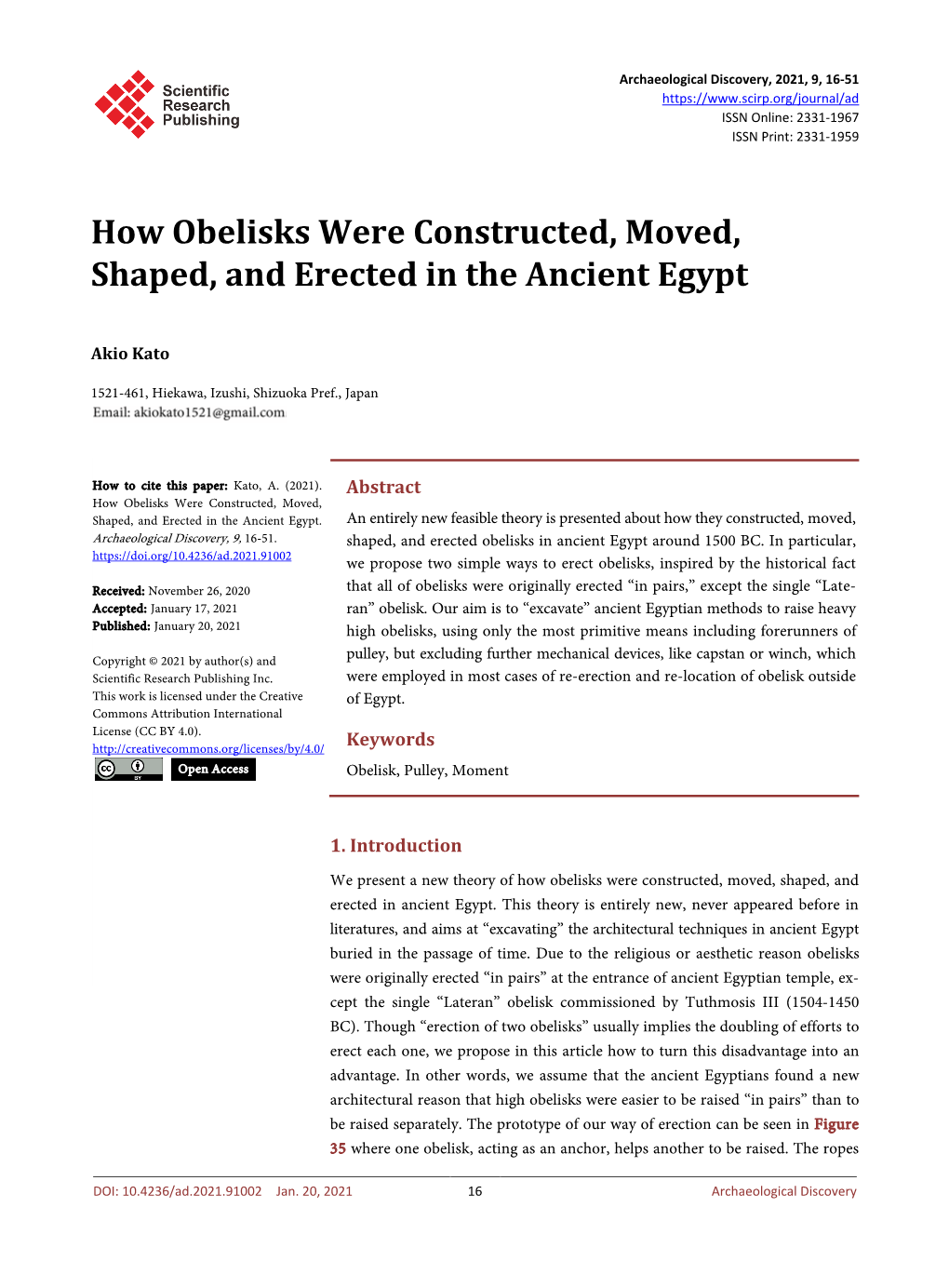 How Obelisks Were Constructed, Moved, Shaped, and Erected in the Ancient Egypt