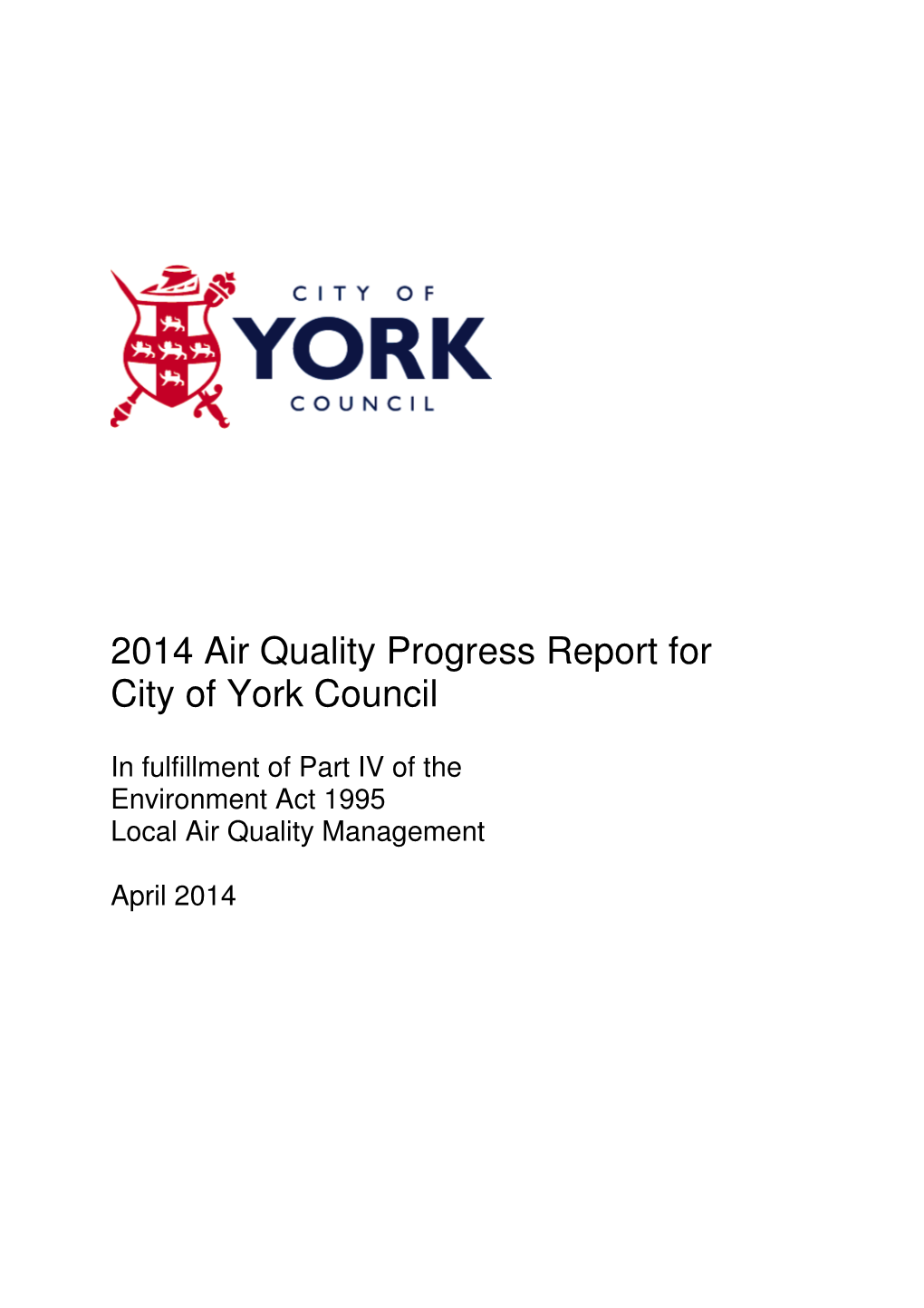 2014 Air Quality Progress Report for City of York Council