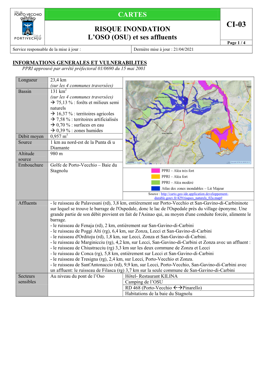 CARTES RISQUE INONDATION L'oso (OSU) Et Ses Affluents