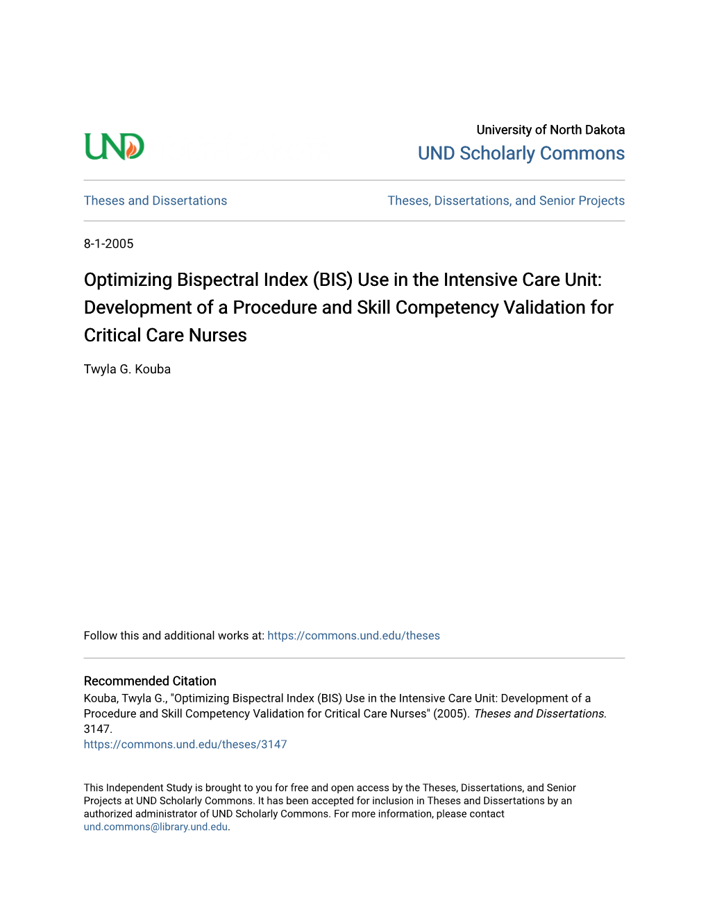 Optimizing Bispectral Index (BIS) Use in the Intensive Care Unit: Development of a Procedure and Skill Competency Validation for Critical Care Nurses