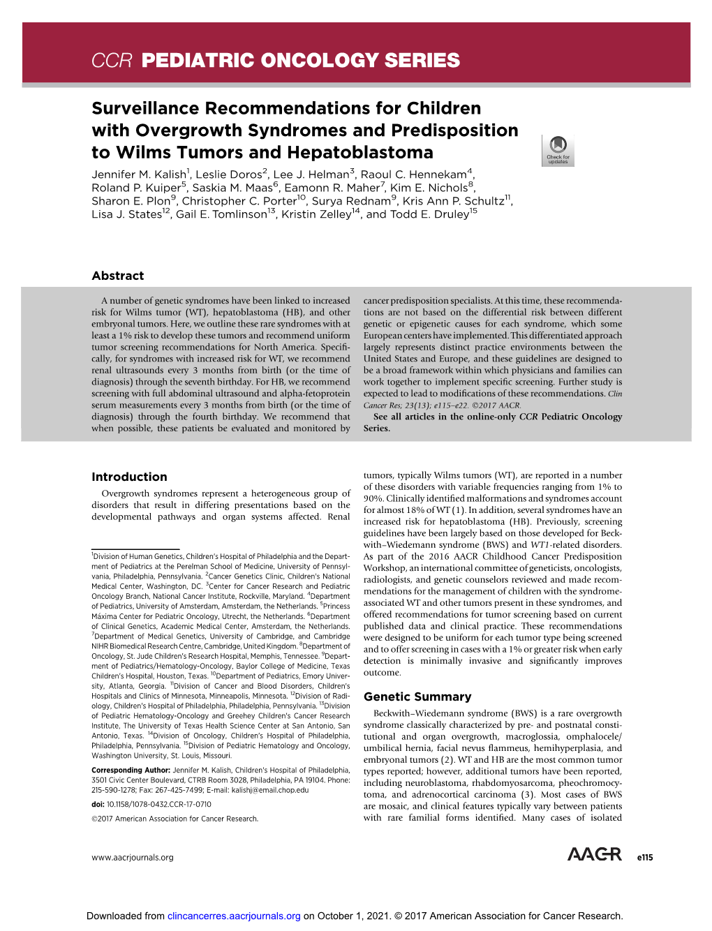 Ccr Pediatric Oncology Series