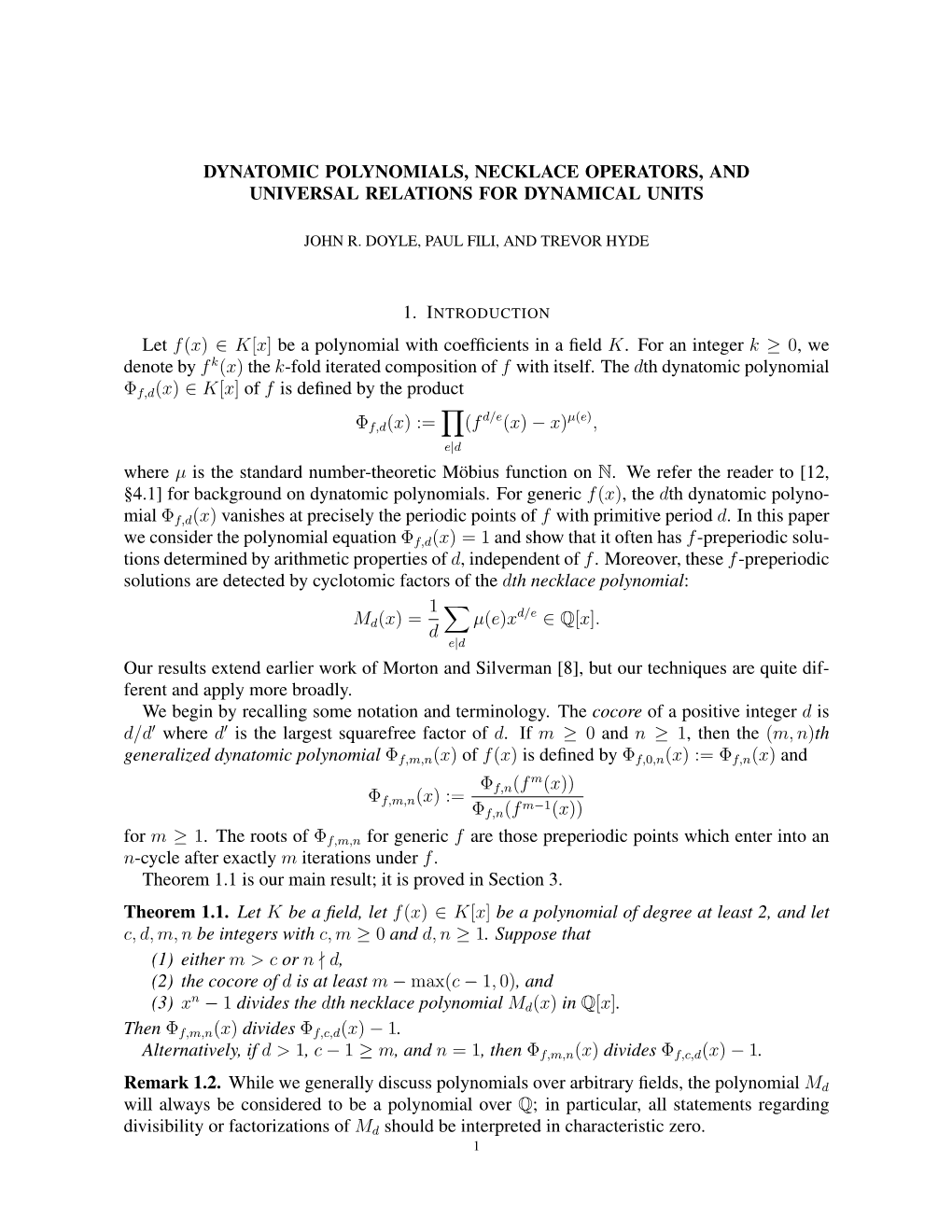 Dynatomic Polynomials, Necklace Operators, and Universal Relations for Dynamical Units