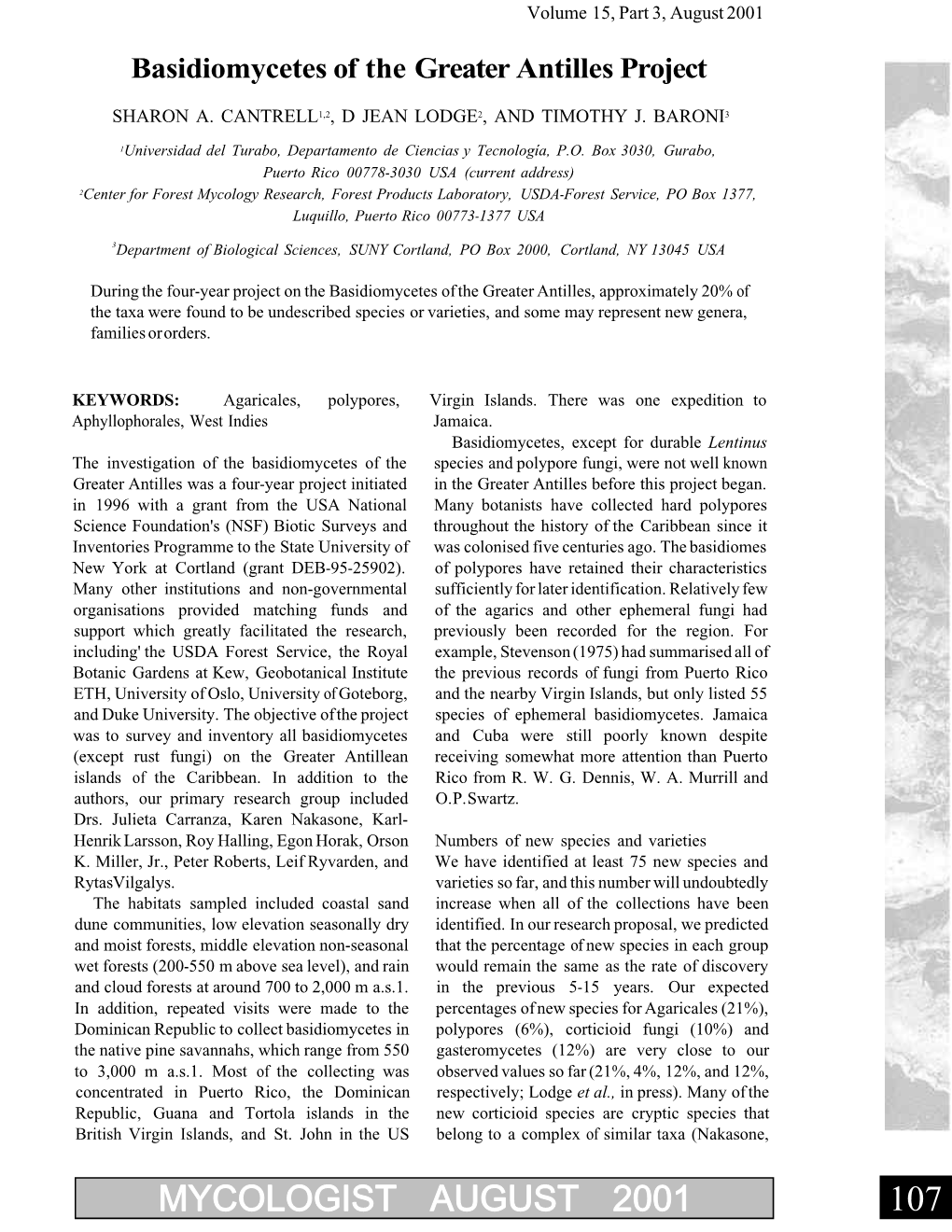 Basidiomycetes of the Greater Antilles Project