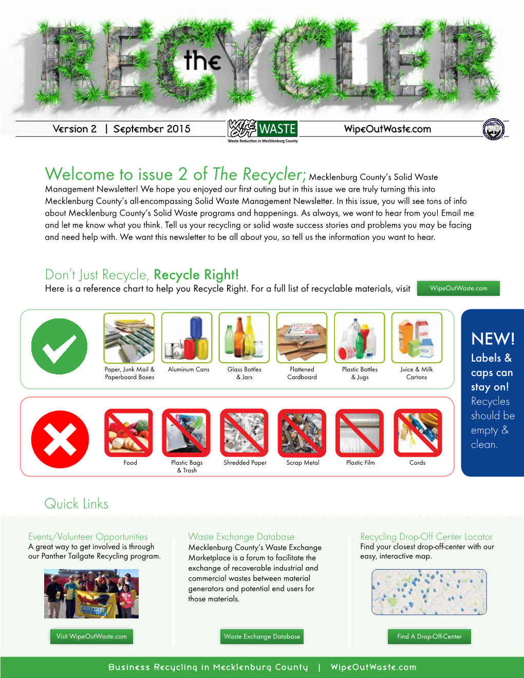 Issue 2 of the Recycler;Mecklenburg County's Solid Waste
