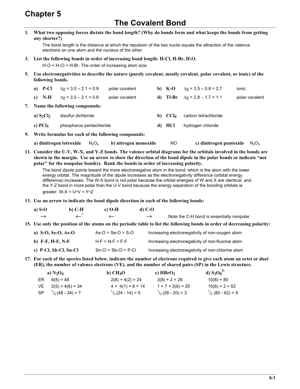 Chapter 5 the Covalent Bond 1