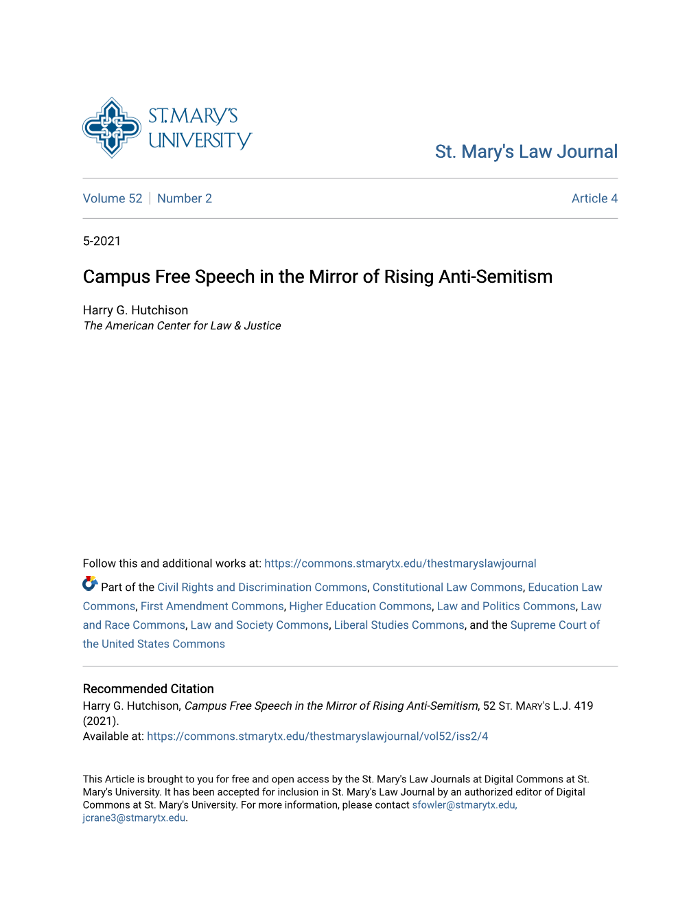 Campus Free Speech in the Mirror of Rising Anti-Semitism