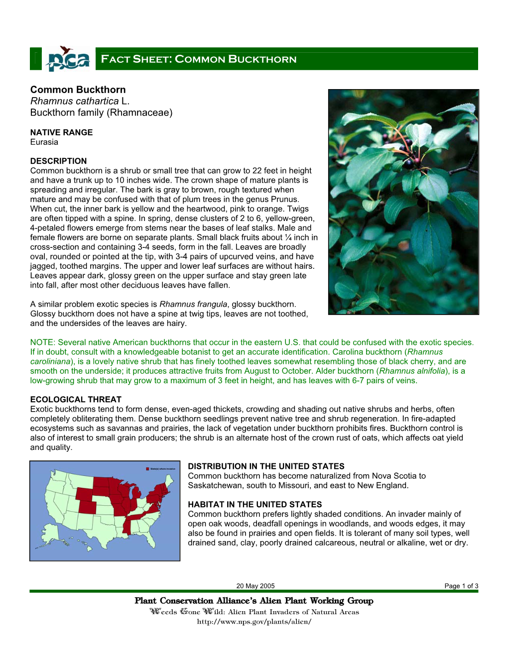 Plant Conservation Alliance®S Alien Plant Working Group Common