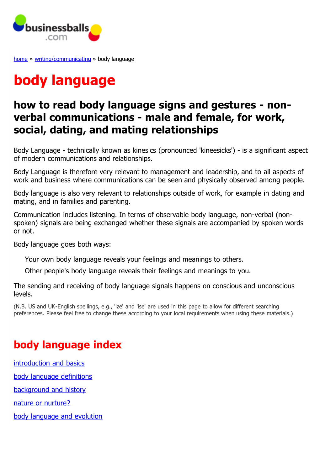 How to Read Body Language Signs and Gestures - Non- Verbal Communications - Male and Female, for Work, Social, Dating, and Mating Relationships