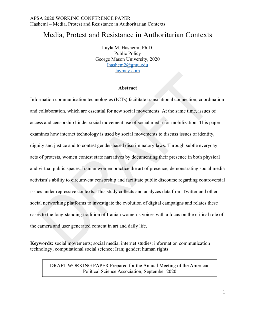 Media, Protest and Resistance in Authoritarian Contexts Media, Protest and Resistance in Authoritarian Contexts