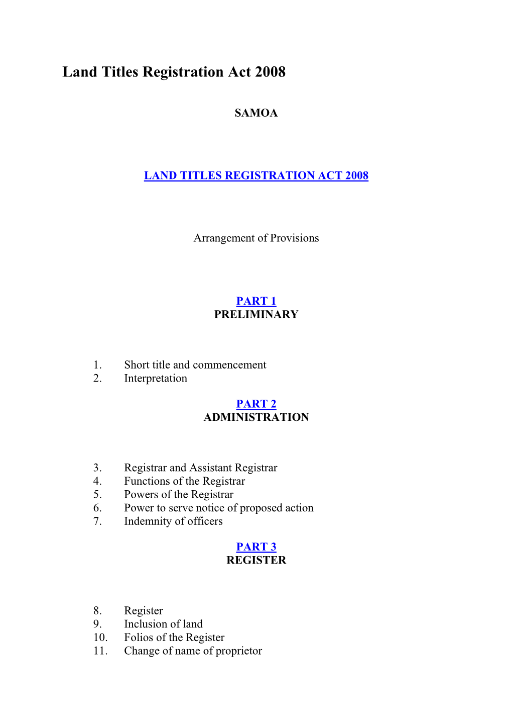 Land Titles Registration Act 2008