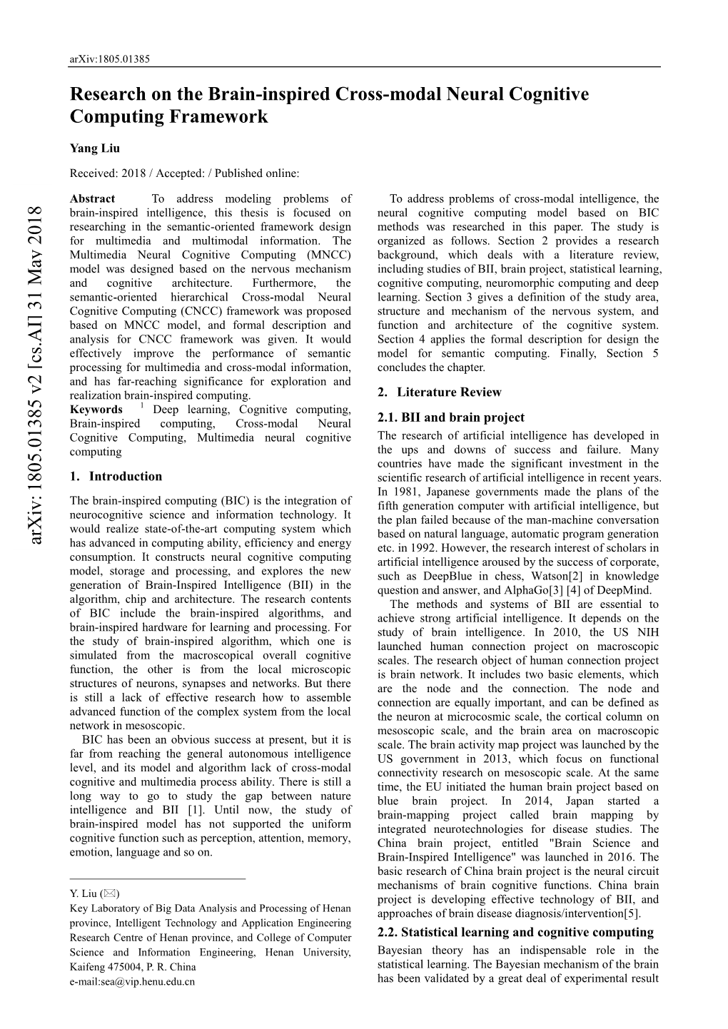 Research on the Brain-Inspired Cross-Modal Neural Cognitive Computing Framework