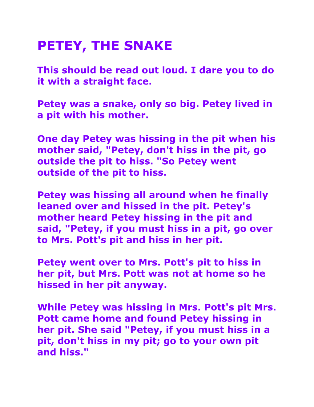 Petey, the Snake