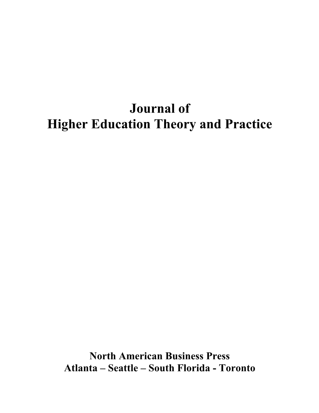 Journal of Higher Education Theory and Practice