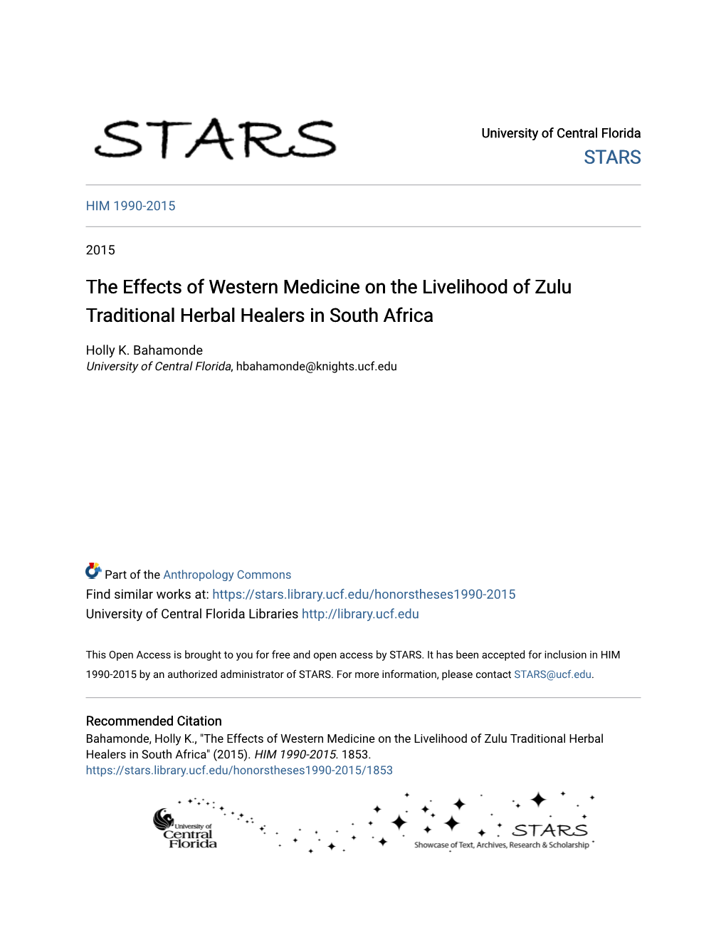 The Effects of Western Medicine on the Livelihood of Zulu Traditional Herbal Healers in South Africa