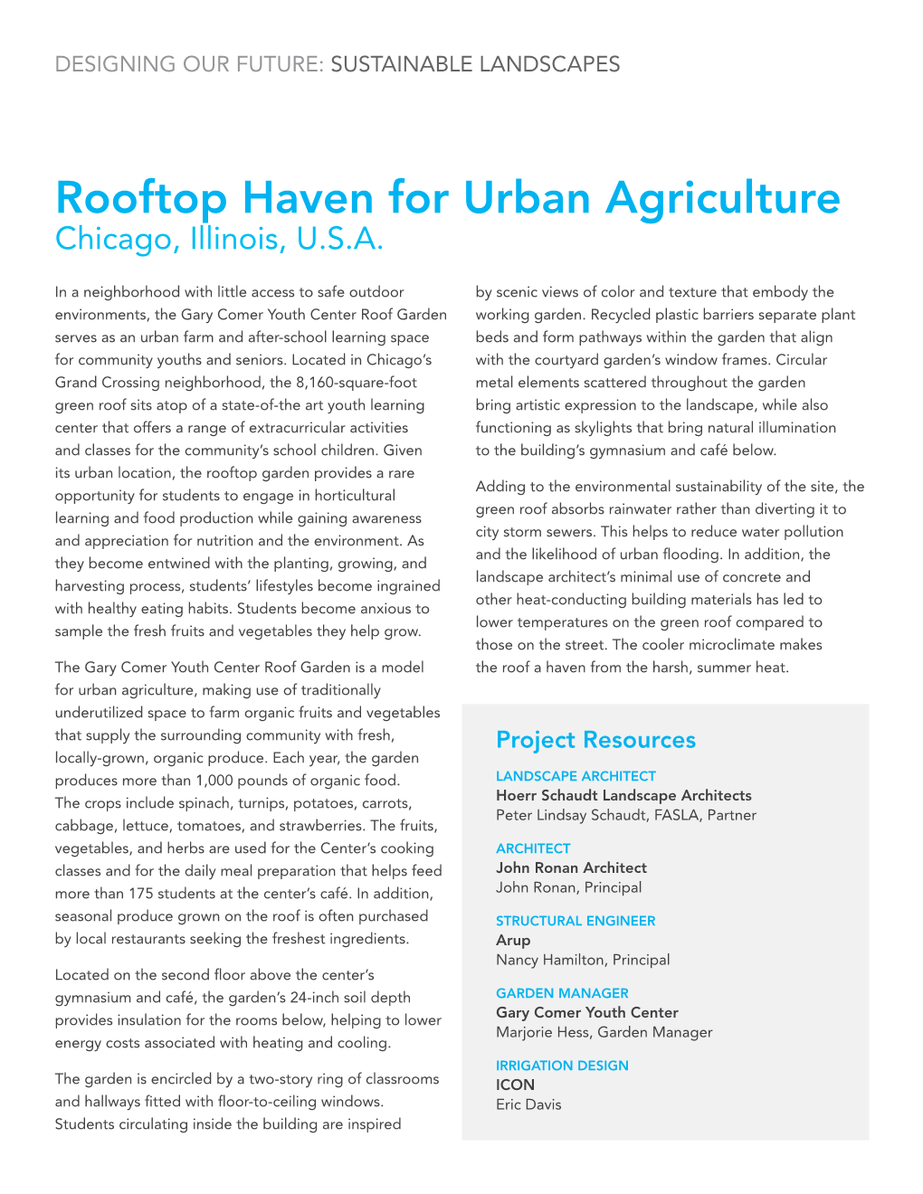 Rooftop Haven for Urban Agriculture Chicago, Illinois, U.S.A