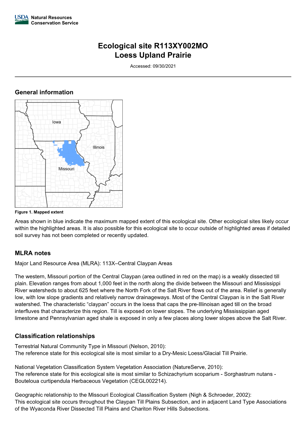 Ecological Site R113XY002MO Loess Upland Prairie