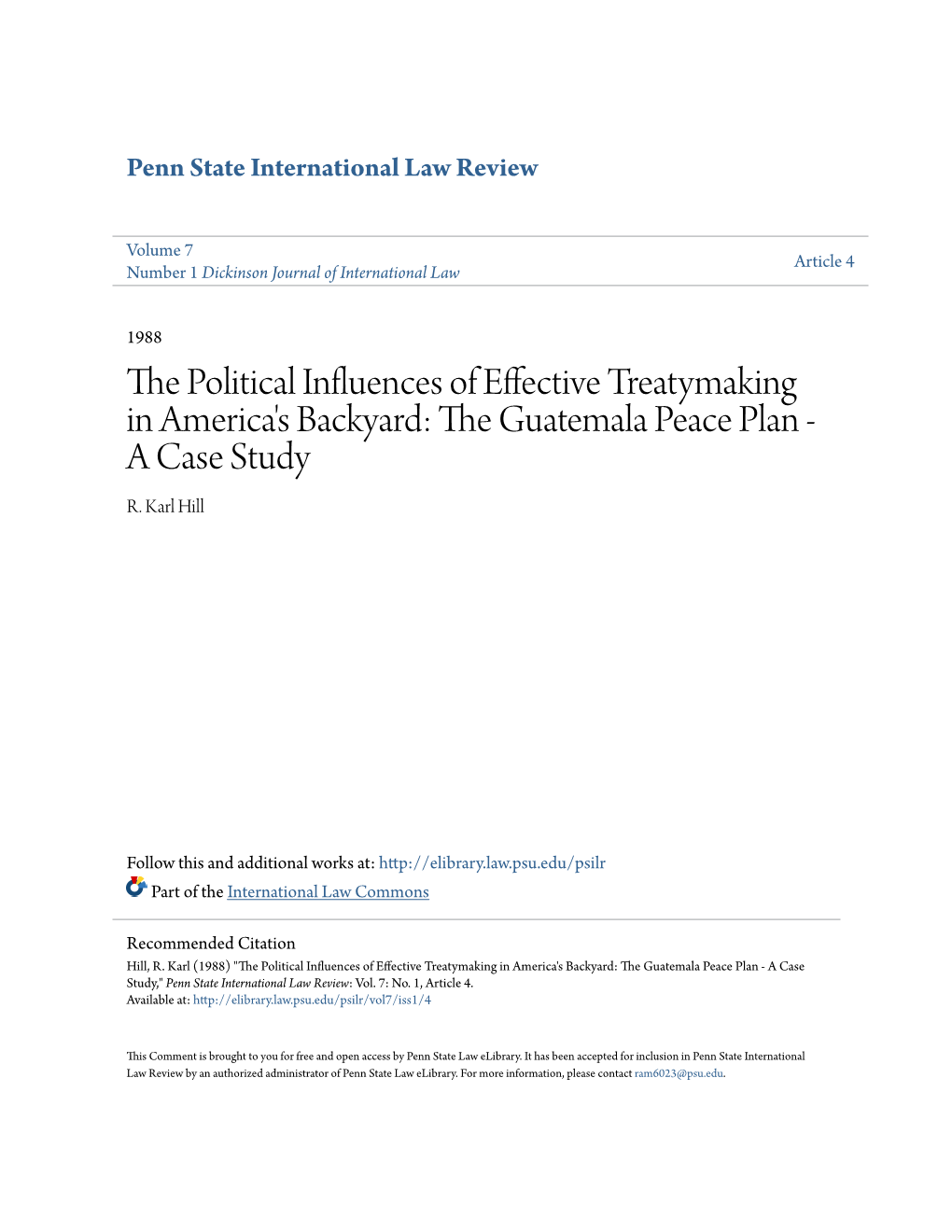The Political Influences of Effective Treatymaking in America's