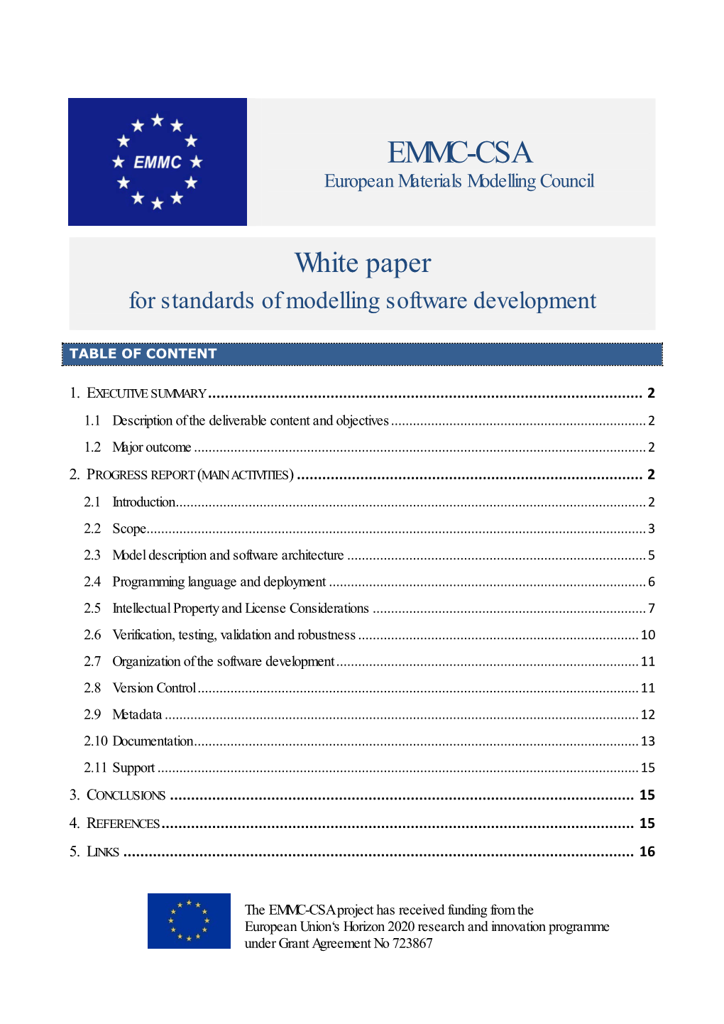 White Paper for Standards of Modelling Software Development